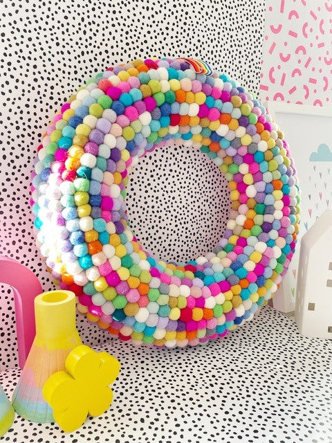 Extra Large Rainbow Pom Pom Wreath