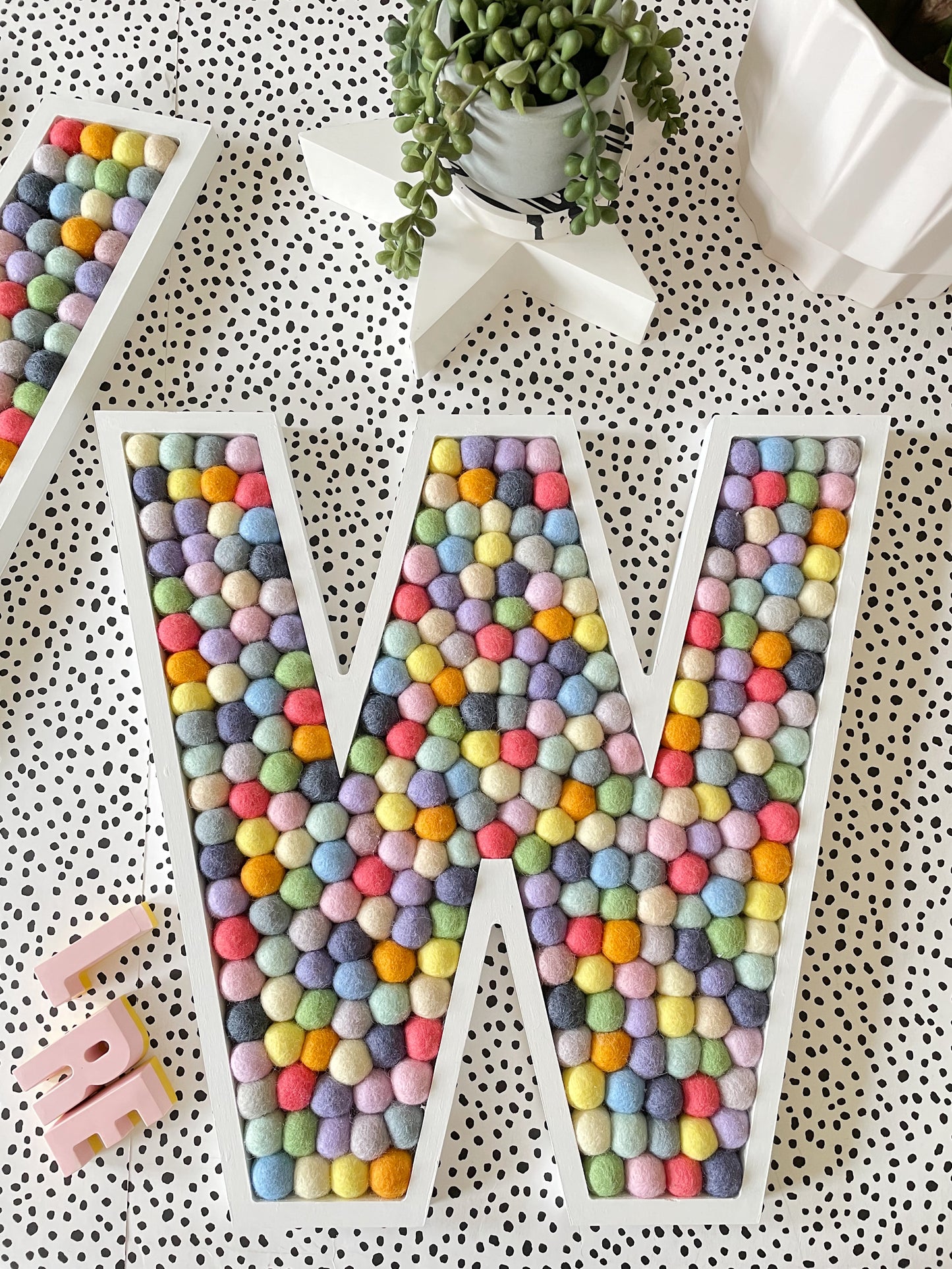 A-Z Wooden Pastel Pompom Letters