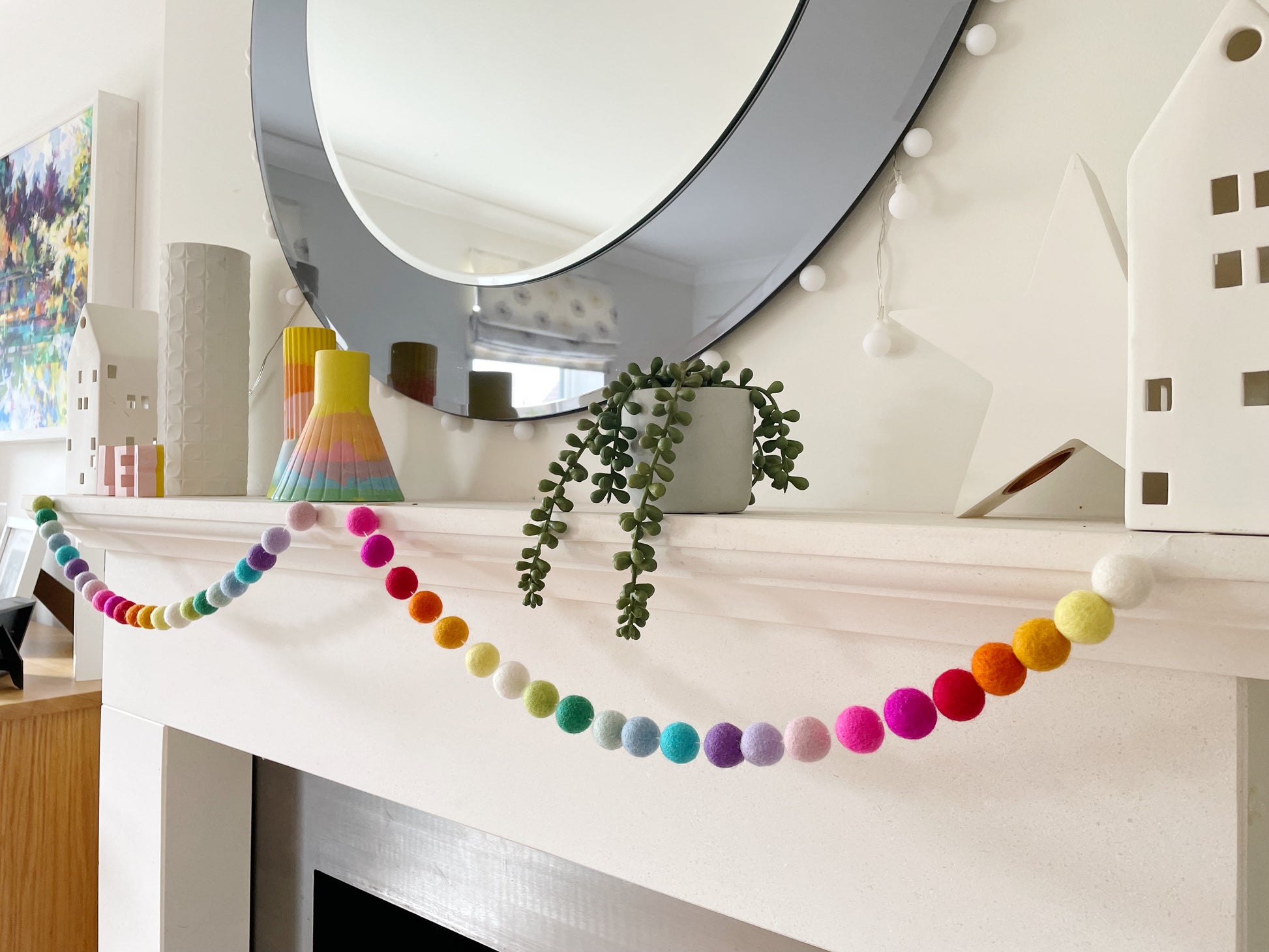 Rainbow Pom Pom Garland