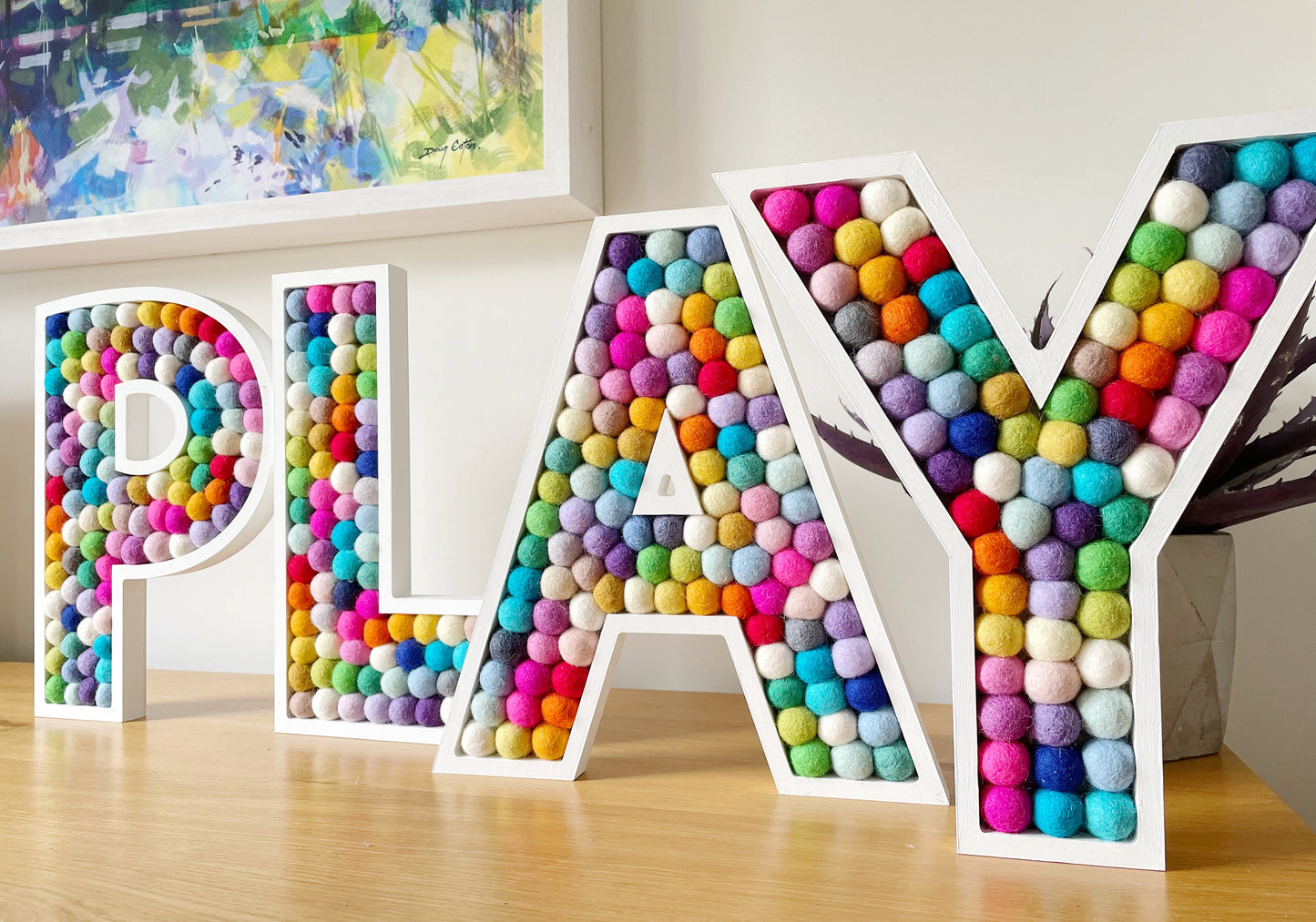 4 Letter Pom Pom Word - LOVE, PLAY, HOME - 30cm Letters