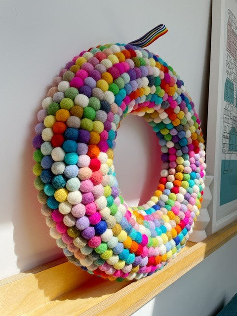 Extra Large Rainbow Pom Pom Wreath