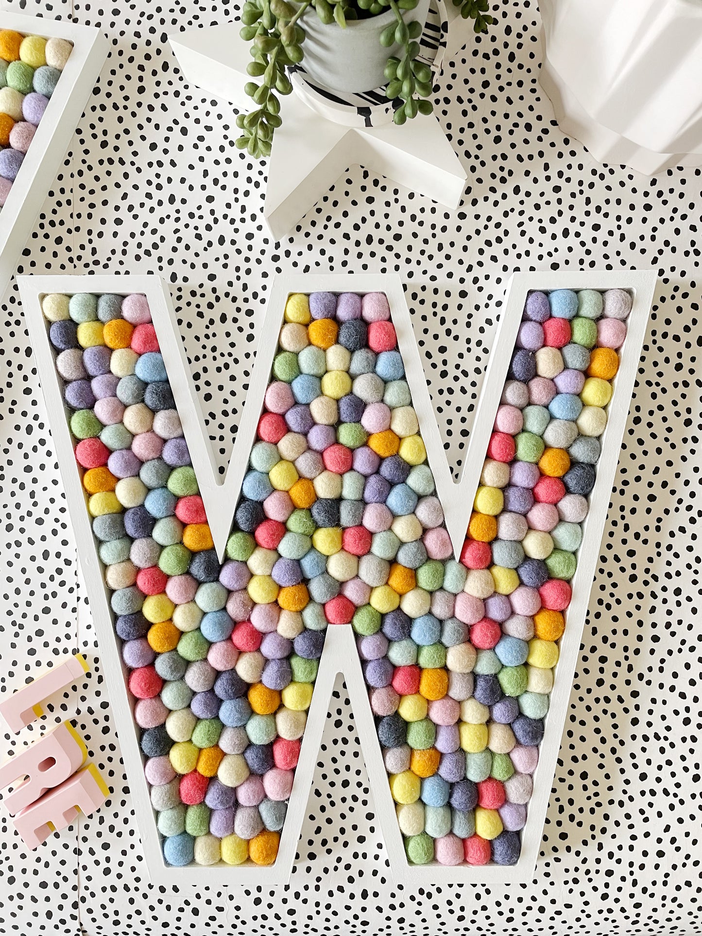 A-Z Wooden Pastel Pompom Letters