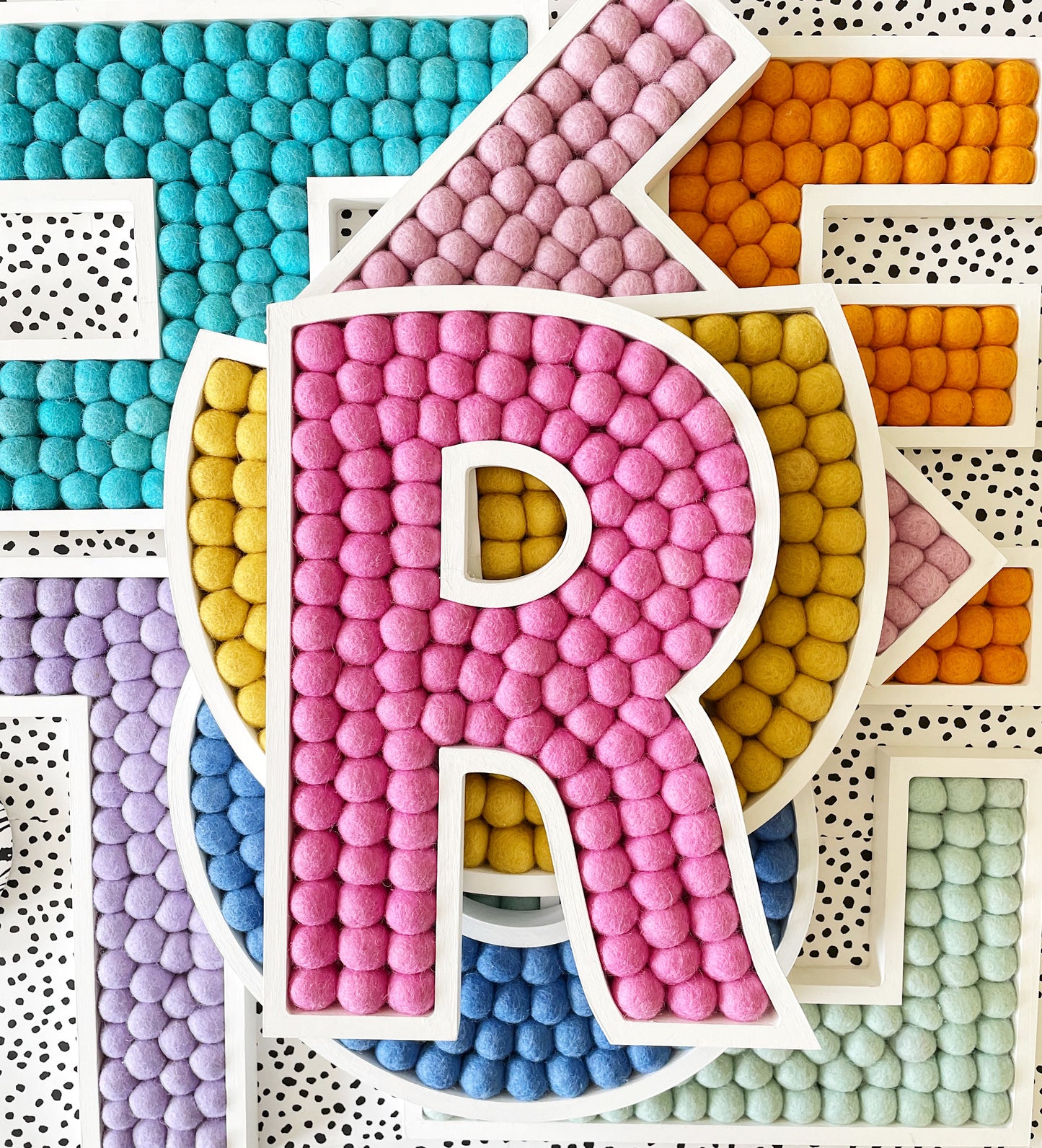 A-Z Wooden Rainbow PomPom Letters - 30cm