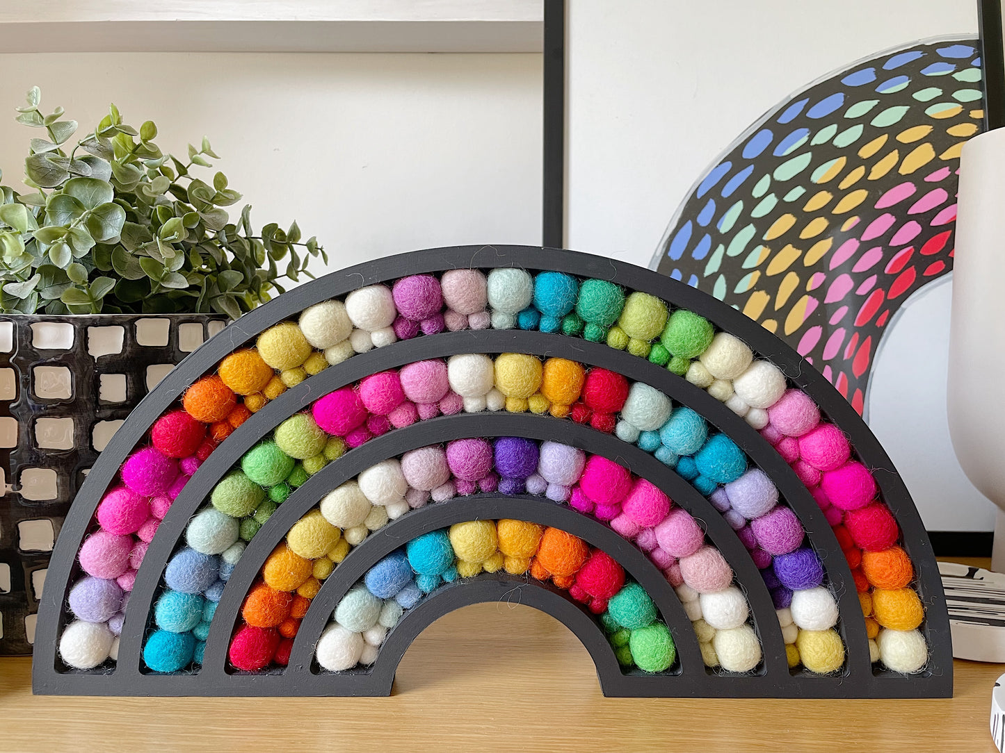 Wooden Pom Pom Rainbow - 40cm