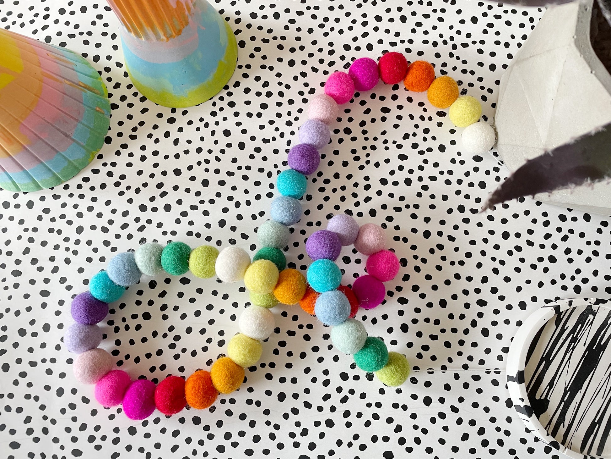 Rainbow Pom Pom Garland