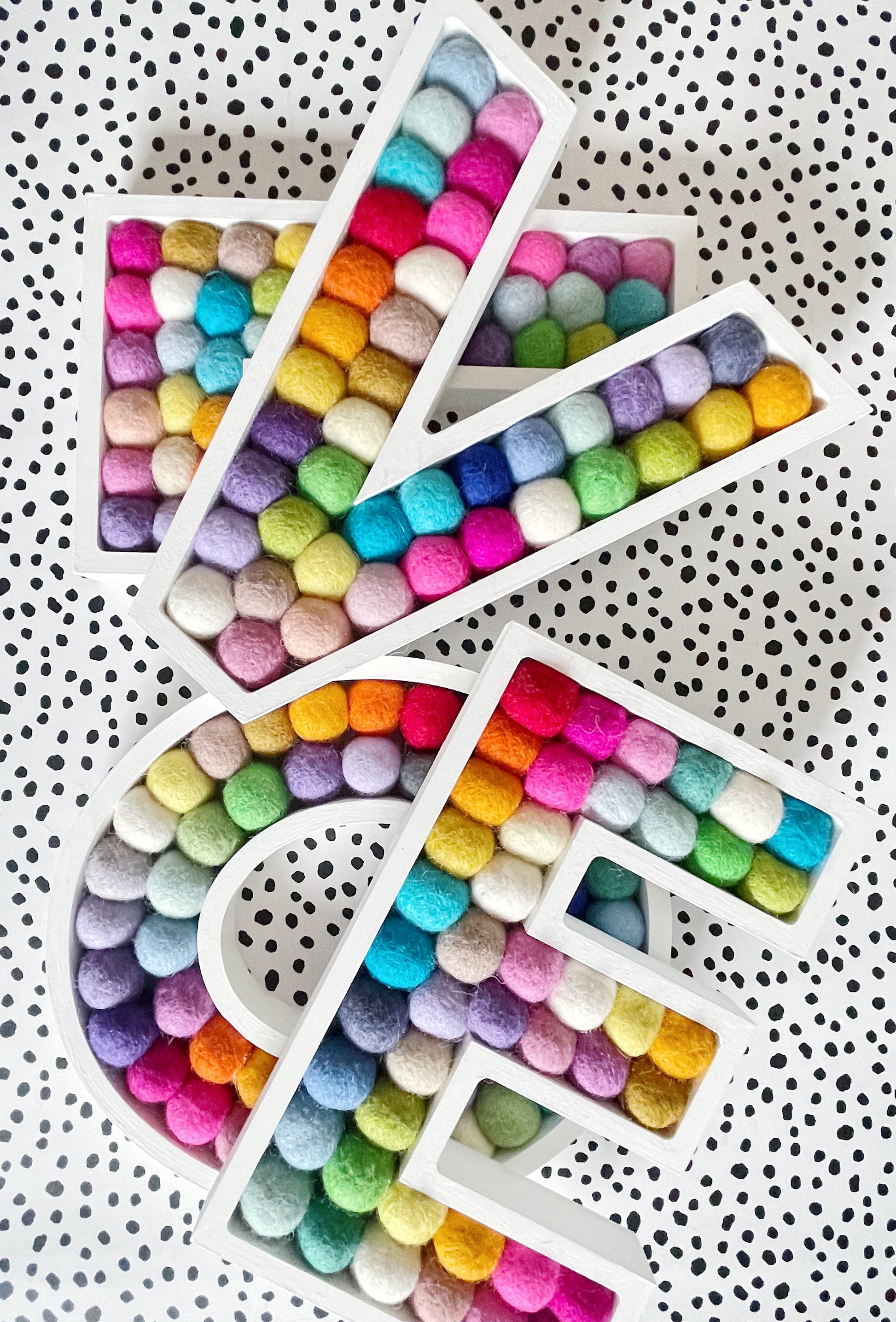 Wooden Rainbow Pom Pom Letter - 20cm White