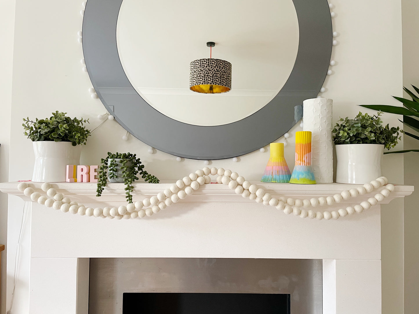 Extra Long White Pom Pom Garland