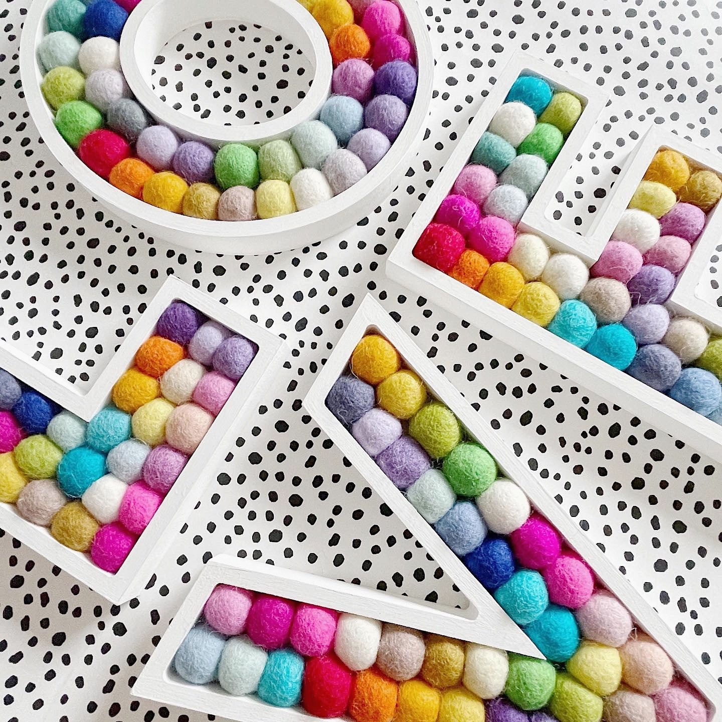 4 Letter Pom Pom Word - LOVE, PLAY, HOME - 20cm Letters