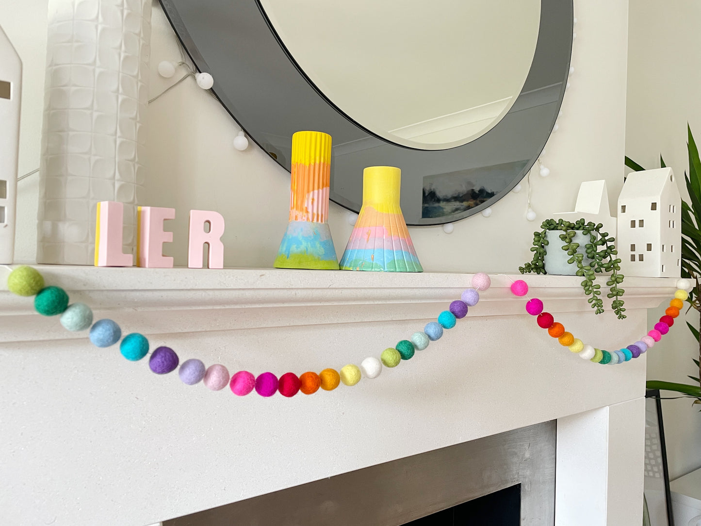 Rainbow Pom Pom Garland