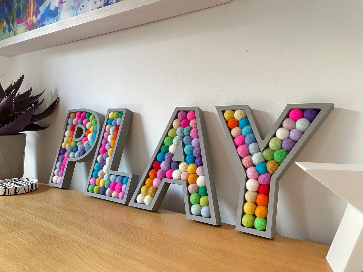 4 Letter Pom Pom Word - LOVE, PLAY, HOME - 20cm Letters