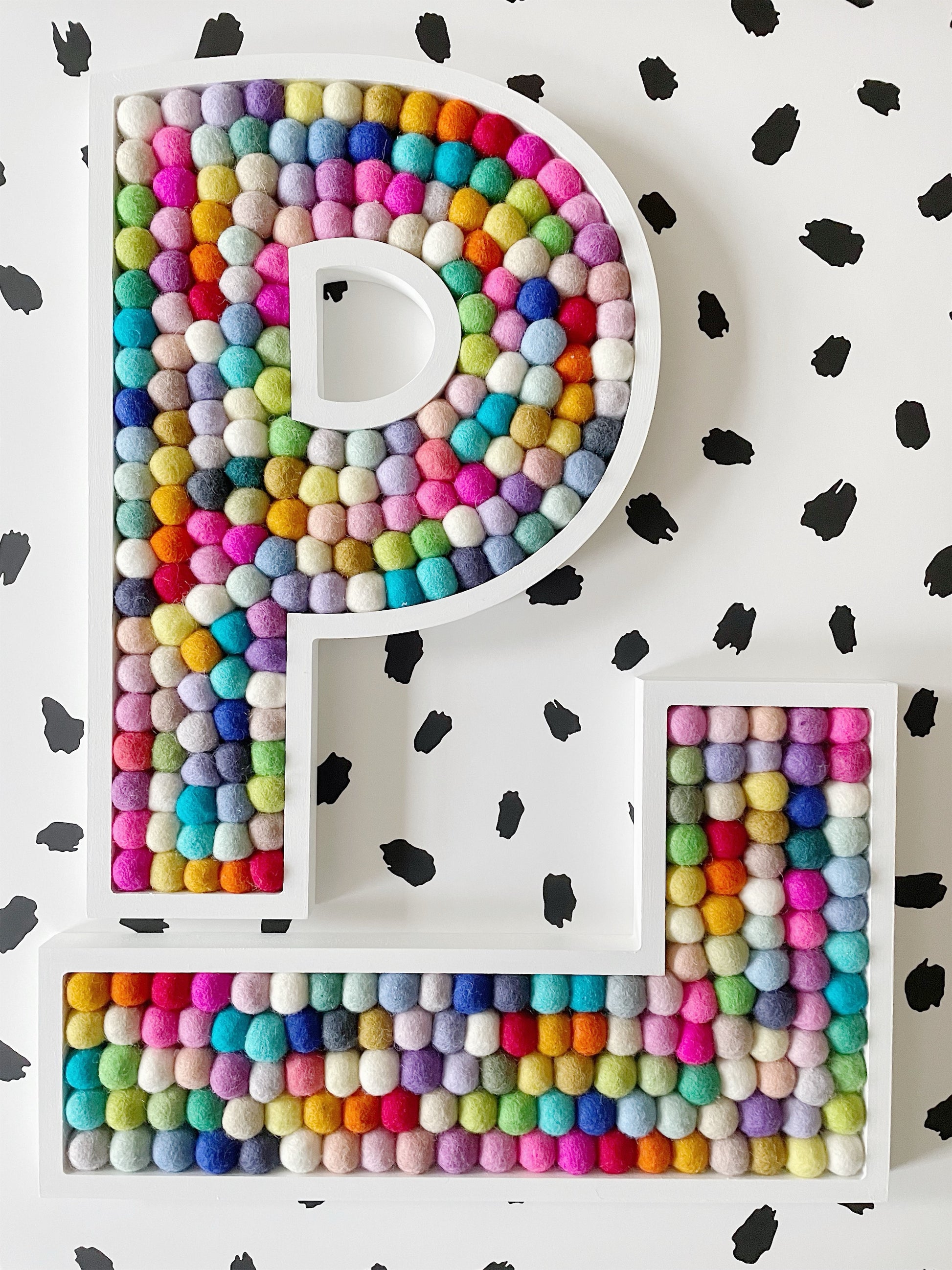 Large A-Z Wooden Rainbow Pom Pom Letters - 40cm