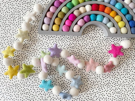 Pastel Star Pom Pom Nursery Garland