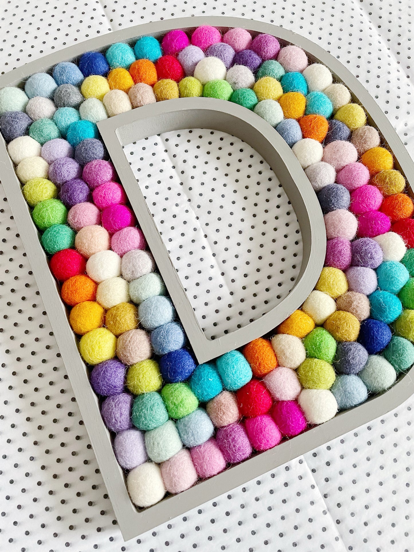 A-Z Rainbow PomPom Wooden Wall Letter -  30cm Dark Grey